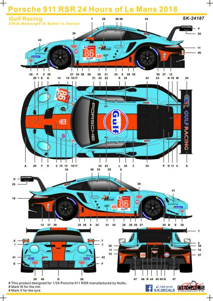 Porsche 911 RSR Gulf Racing für NUNU 1/24